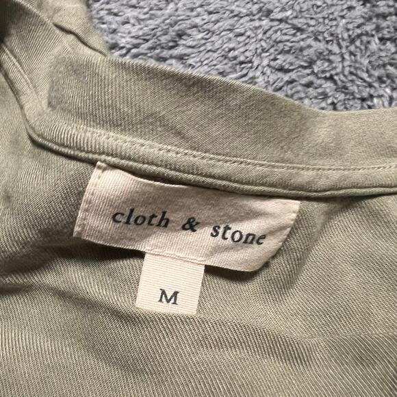 Anthropologie Cloth & Stone Short Sleeve T Shirt Dress Medium V Neck Beige - Picture 7 of 8